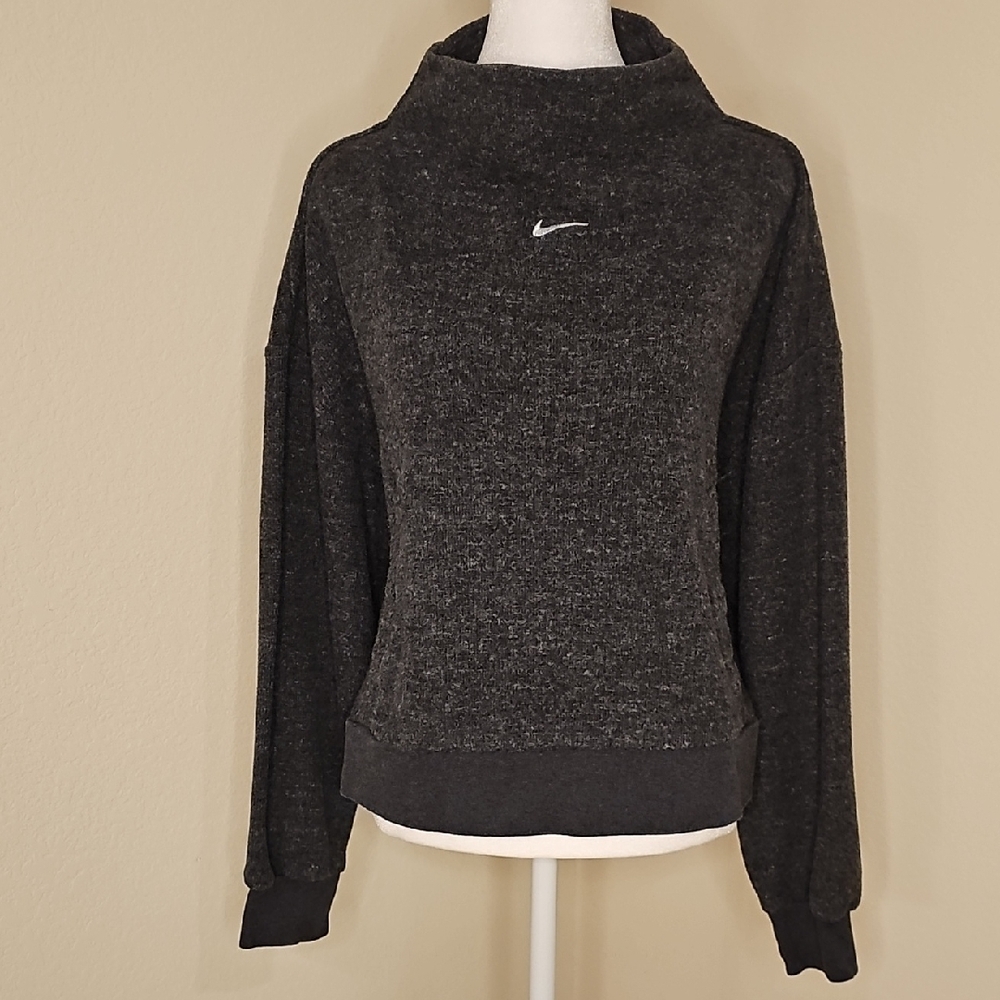Nike Therma-fit Mock-Neck Gray Heather Training Top Sweatshirt Size Medium - Picture 7 of 7